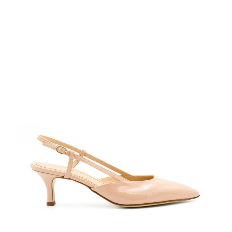 Nude Patent Leather Slingback Shoes with 5 cm Heel