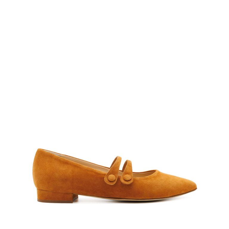 Burnt Suede Pointed Toe Low Heel Ballet Flats