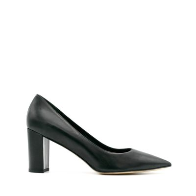 Décolleté Nera In Pelle Con Tacco Largo 7 cm