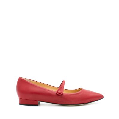 Ballerine Rosse in Pelle a Punta Con Tacco Basso